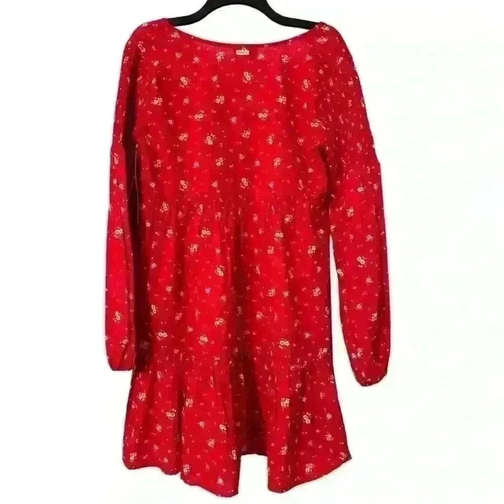 {Billabong x Wrangler} Falling For You Floral Ruffle Dress in Red- Women's Small - Picture 4 of 12
